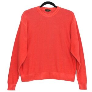 VTG J Crew Men Sweater L Tall Coral Orange Sunwashed Oarsman Crew Classic Preppy